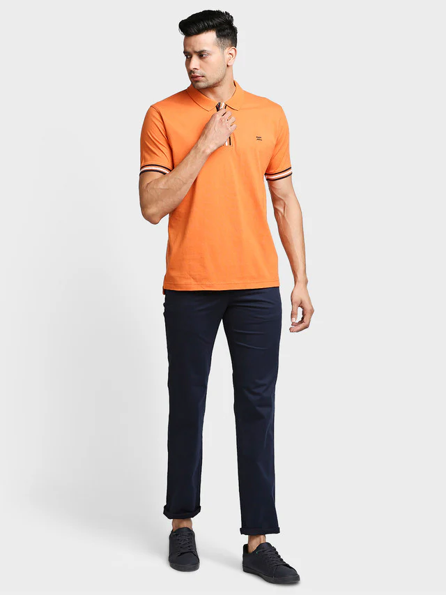 Colorplus Blue Solid Piece Dyed Tapered Fit Cotton Blend Trouser - Image 5