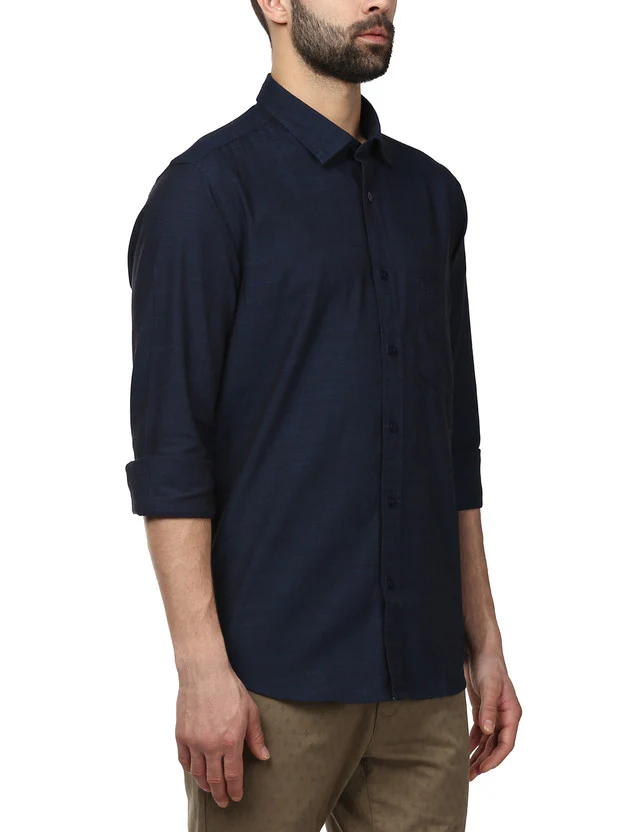 Colorplus Blue Solid Tailored Fit Cotton Casual Shirt - Image 2
