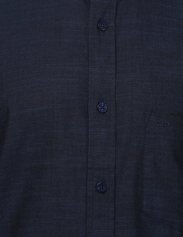 Colorplus Blue Solid Tailored Fit Cotton Casual Shirt - Image 7