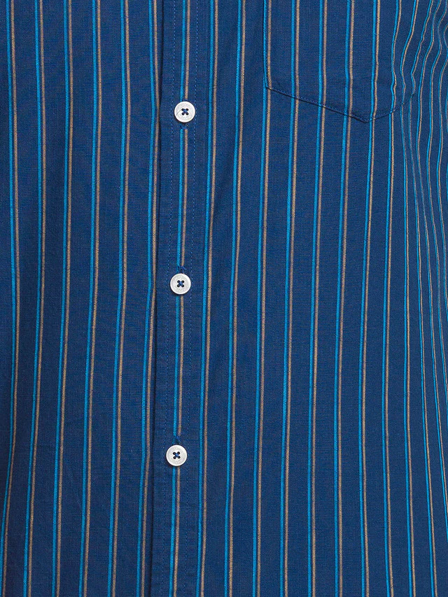 Colorplus Blue Stripe Contemporary Fit Cotton Casual Shirt - Image 7