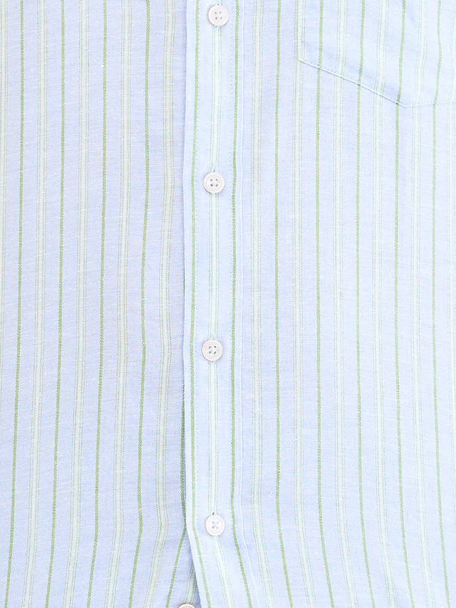 Colorplus Blue Stripe Tailored Fit Linen Blend Casual Shirt - Image 8