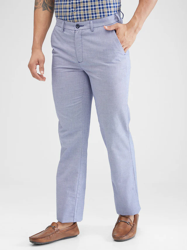 Colorplus Blue Yarn Dyed Tailored Fit Polyester Blend Trouser - Image 3