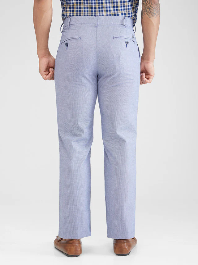 Colorplus Blue Yarn Dyed Tailored Fit Polyester Blend Trouser - Image 4