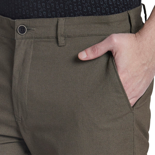 Colorplus Brown Printed Contemporary Fit Cotton Blend Trouser - Image 6