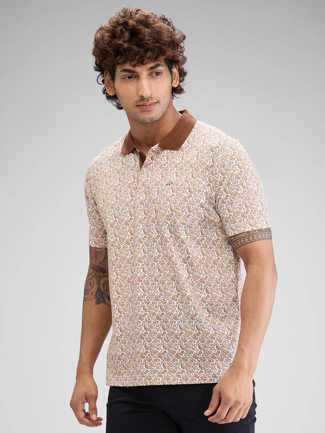 Colorplus Brown Printed Classic Fit Cotton T-Shirt - Image 3