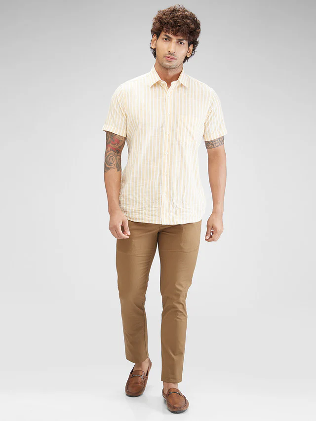 Colorplus Brown Printed Nuvo Fit Cotton Blend Trouser - Image 5