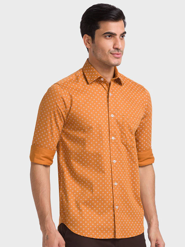 Colorplus Brown Printed Tailored Fit Cotton Casual Shirt - Image 2