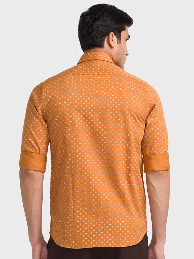 Colorplus Brown Printed Tailored Fit Cotton Casual Shirt - Image 4