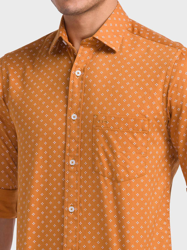 Colorplus Brown Printed Tailored Fit Cotton Casual Shirt - Image 6