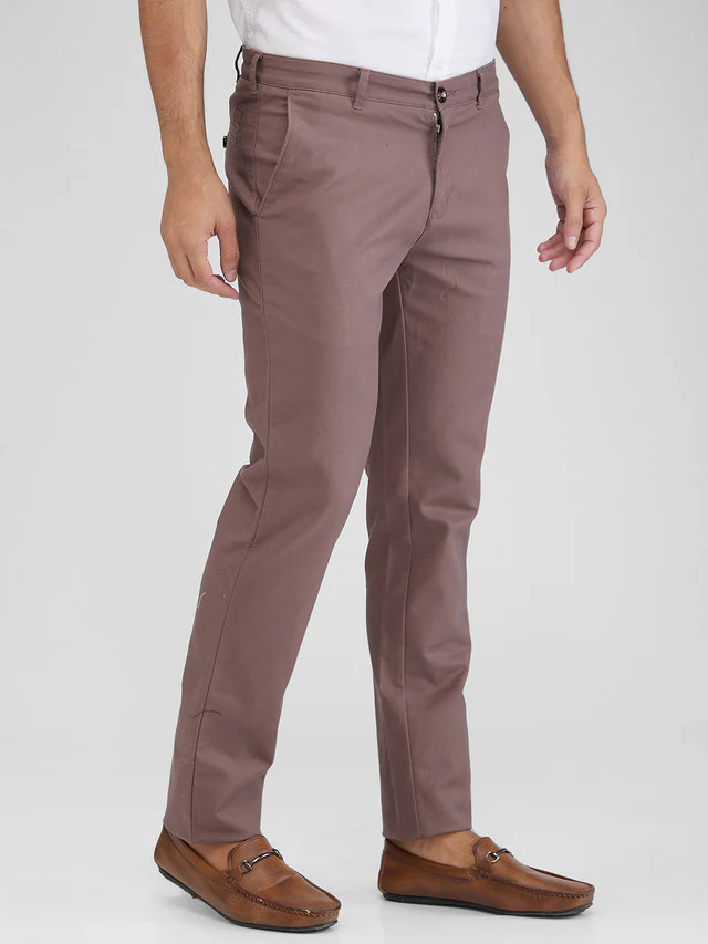 Colorplus Brown Solid Piece Dyed Slim Fit Cotton Blend Trouser - Image 2