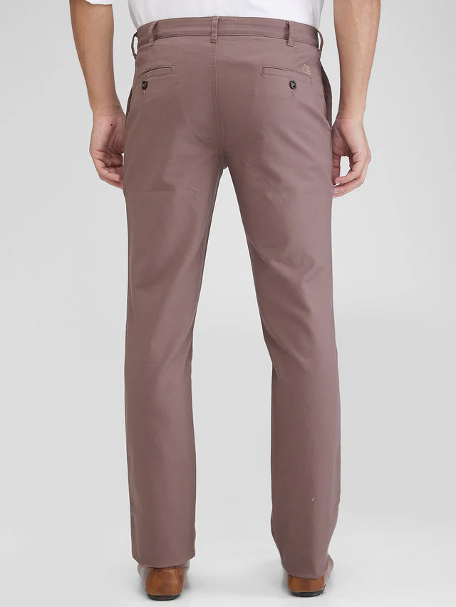 Colorplus Brown Solid Piece Dyed Slim Fit Cotton Blend Trouser - Image 4