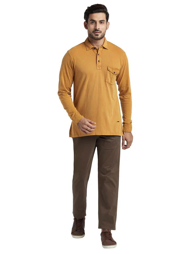 Colorplus Brown Solid Tailored Fit Cotton T-Shirt - Image 5