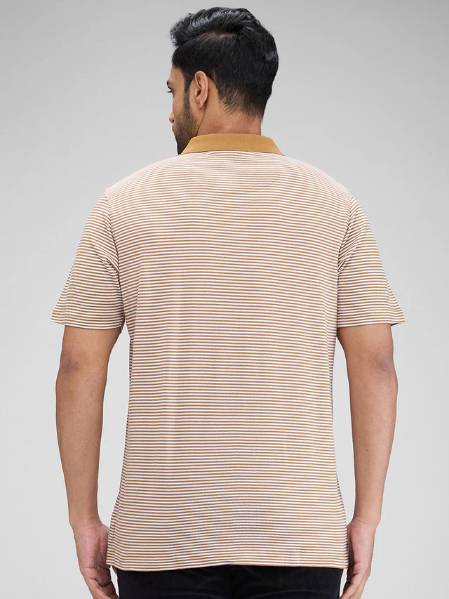 Colorplus Brown Stripe Comfort Fit Cotton T-Shirt - Image 4