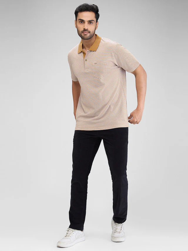 Colorplus Brown Stripe Comfort Fit Cotton T-Shirt - Image 5