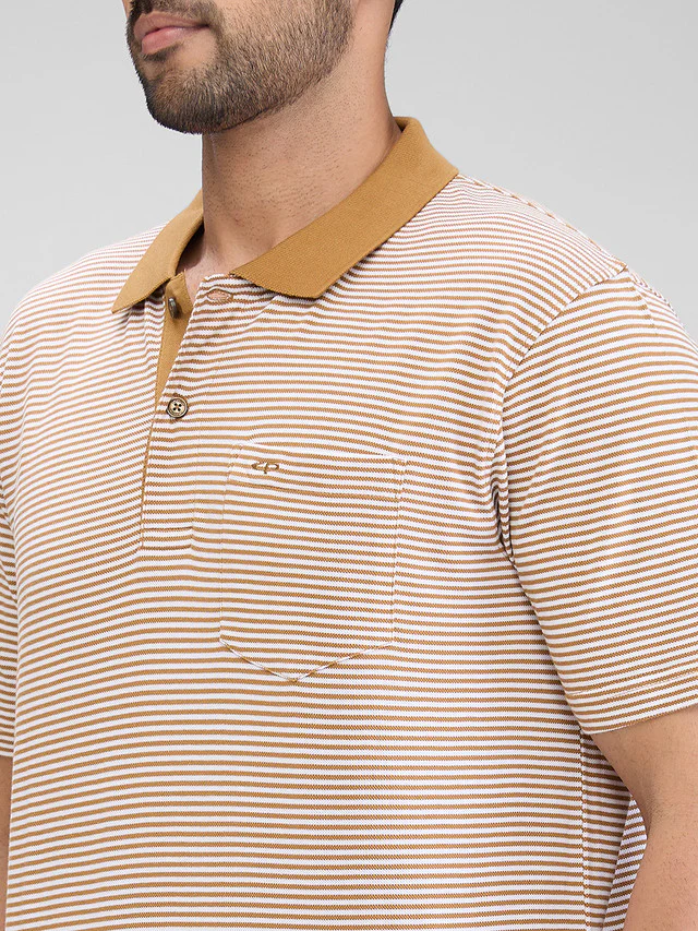 Colorplus Brown Stripe Comfort Fit Cotton T-Shirt - Image 6