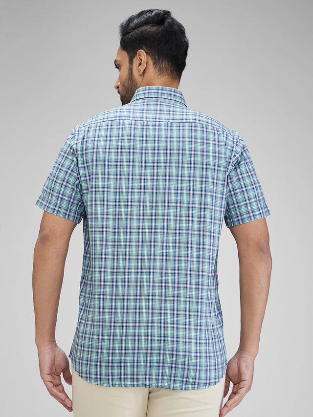 Colorplus Men Green Regular Fit Checks Casual Shirt - Image 4
