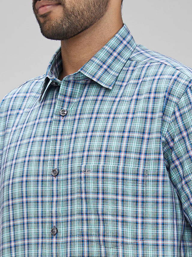 Colorplus Men Green Regular Fit Checks Casual Shirt - Image 6