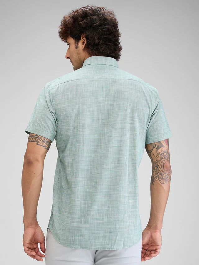 Colorplus Green Checks Tailored Fit Cotton Casual Shirt - Image 4