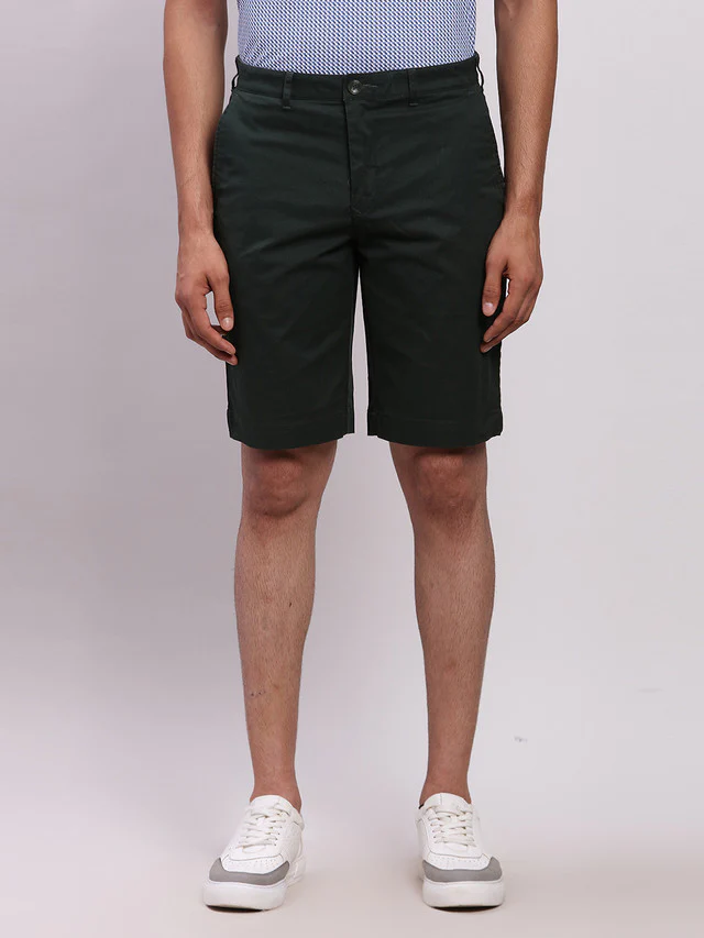 Colorplus Green Printed Contemporary Fit Cotton Blend Shorts