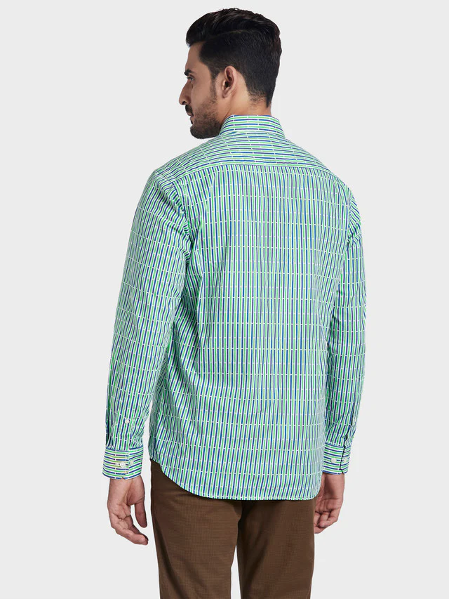 Colorplus Green Printed Classic Fit Cotton Casual Shirt - Image 4