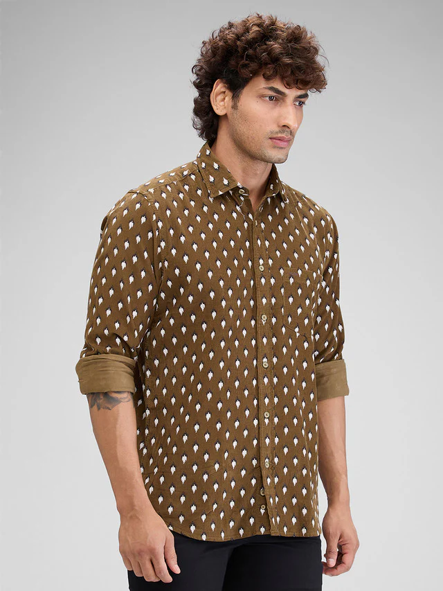 Colorplus Green Printed Regular Fit Cotton Casual Shirt - Image 2