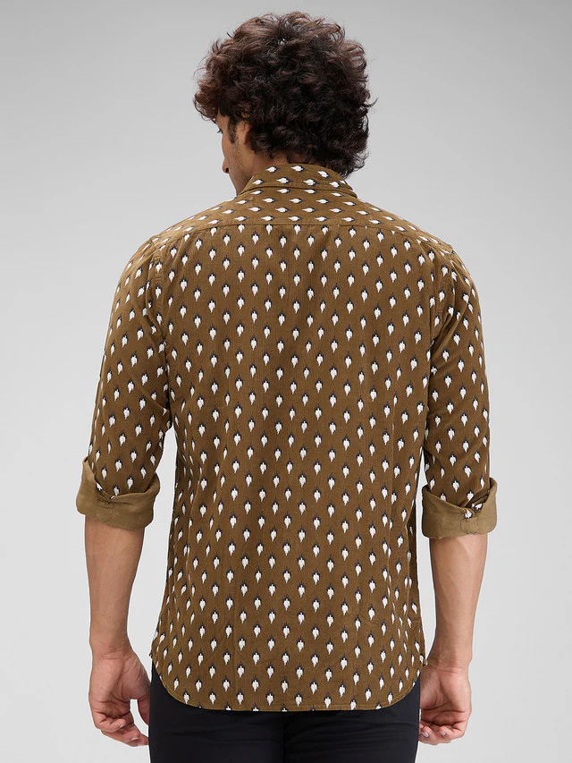 Colorplus Green Printed Regular Fit Cotton Casual Shirt - Image 4