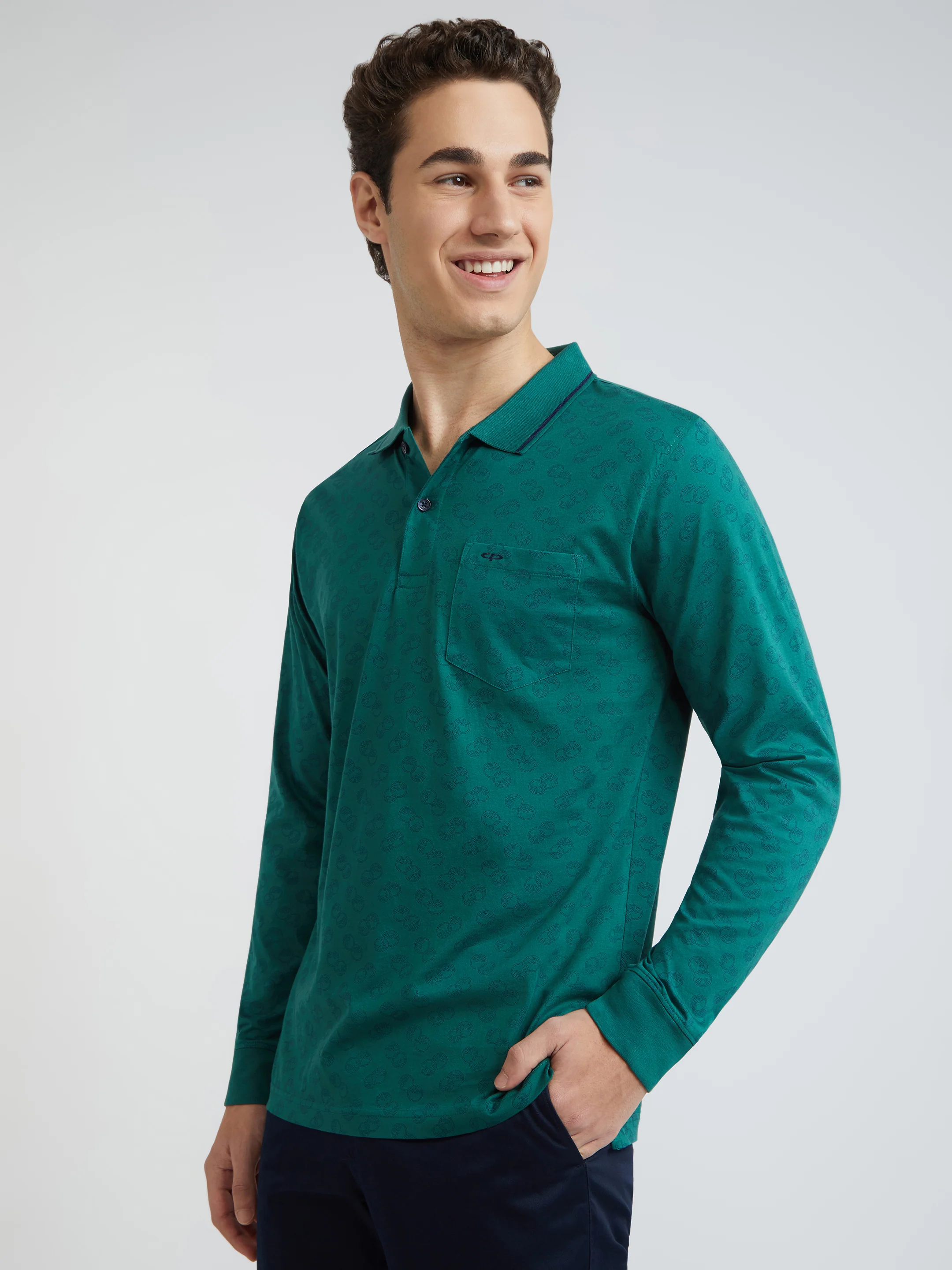 Colorplus Green Printed Regular Fit Cotton T-Shirt - Image 3