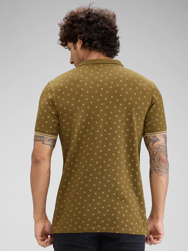 Colorplus Green Printed Tailored Fit Cotton T-Shirt - Image 4