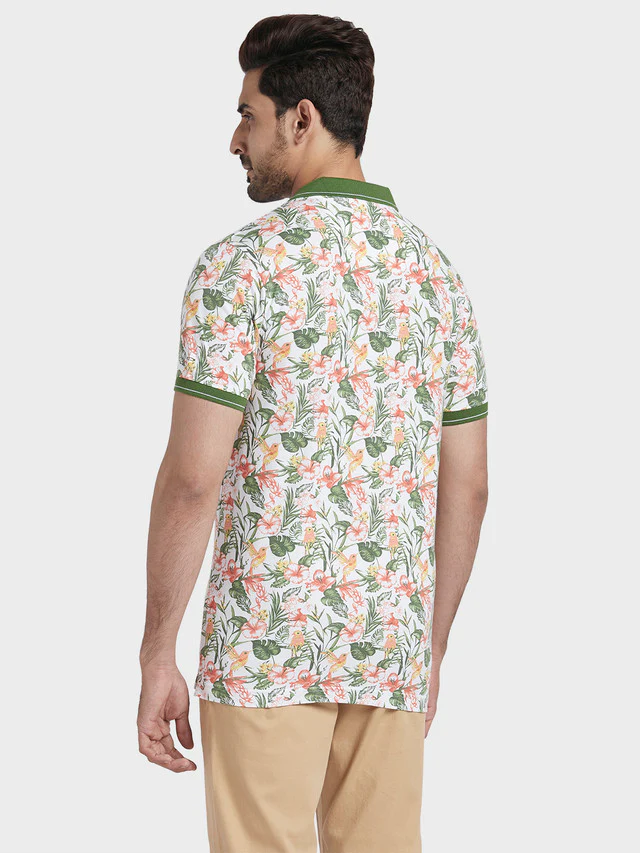 Colorplus Green Printed Tailored Fit Cotton T-Shirt - Image 4