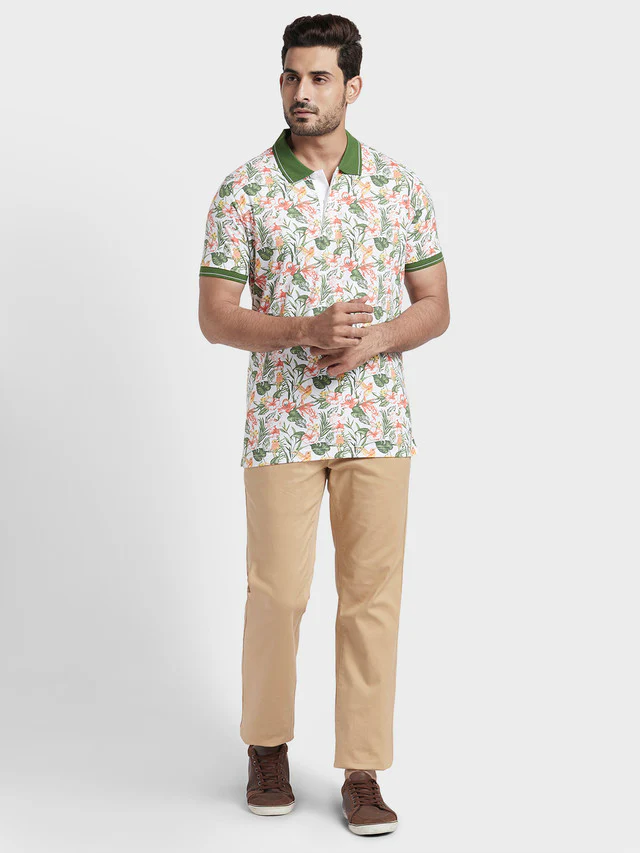 Colorplus Green Printed Tailored Fit Cotton T-Shirt - Image 5