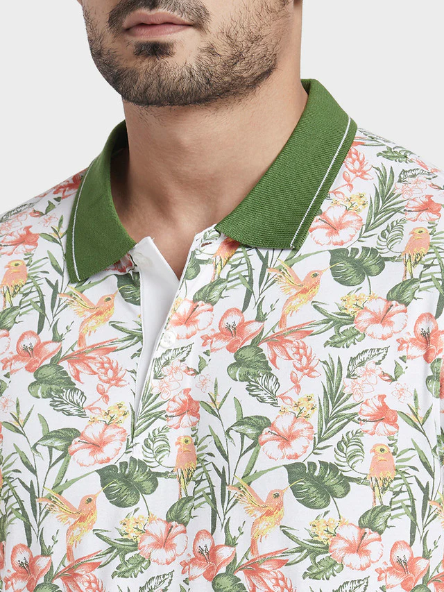 Colorplus Green Printed Tailored Fit Cotton T-Shirt - Image 6