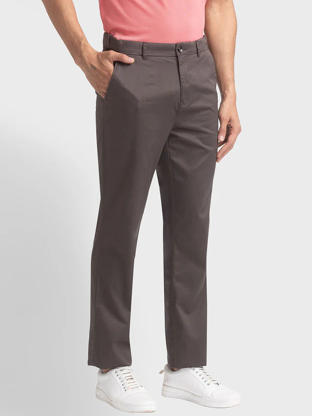 Colorplus Brown Solid Piece Dyed Tailored Fit Cotton Trouser - Image 2