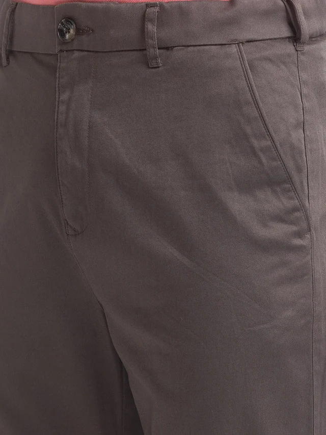 Colorplus Brown Solid Piece Dyed Tailored Fit Cotton Trouser - Image 6