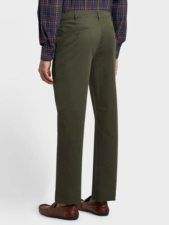 Colorplus Green Solid Tailored Fit Cotton Blend Trouser - Image 4
