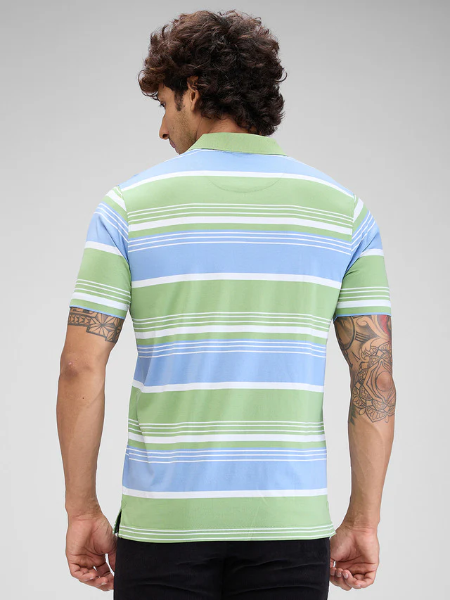 Colorplus Green Stripe Classic Fit Cotton T-Shirt - Image 4