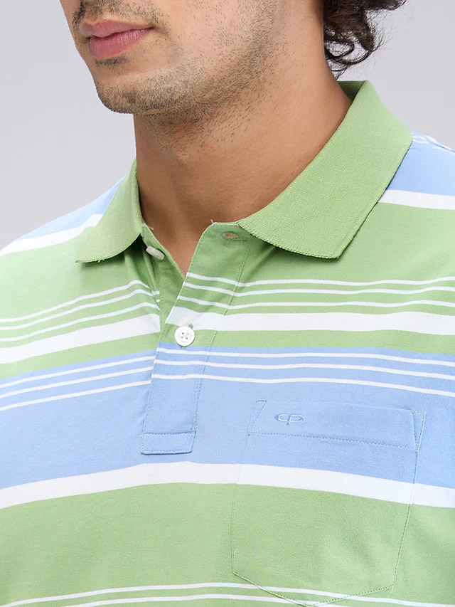 Colorplus Green Stripe Classic Fit Cotton T-Shirt - Image 6