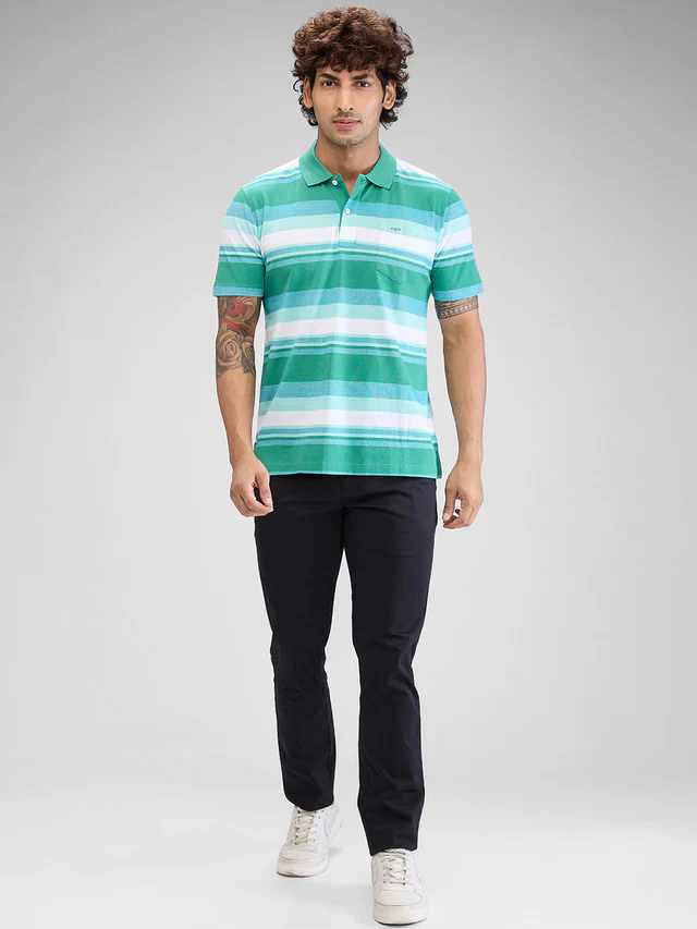 Colorplus Green Stripe Classic Fit Cotton T-Shirt - Image 5