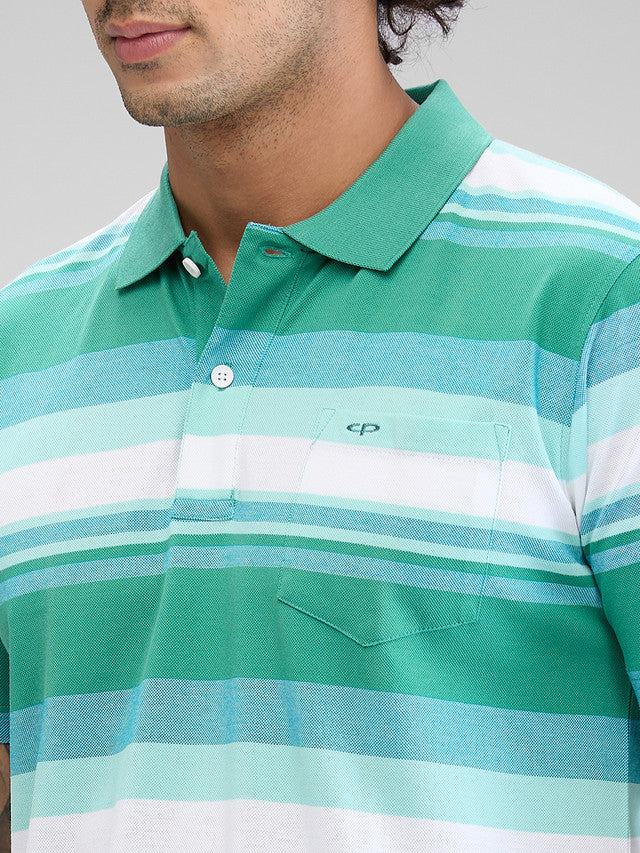 Colorplus Green Stripe Classic Fit Cotton T-Shirt - Image 6