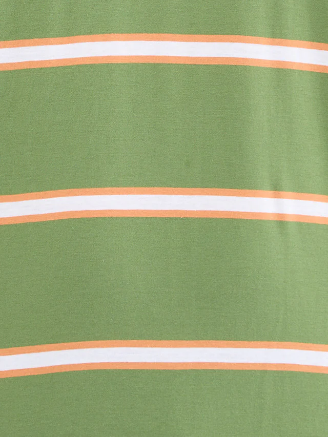Colorplus Green Stripe Comfort Fit Half Sleeve Cotton T-Shirt - Image 6