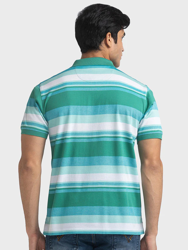 Colorplus Green Stripe Tailored Fit Cotton T-Shirt - Image 4