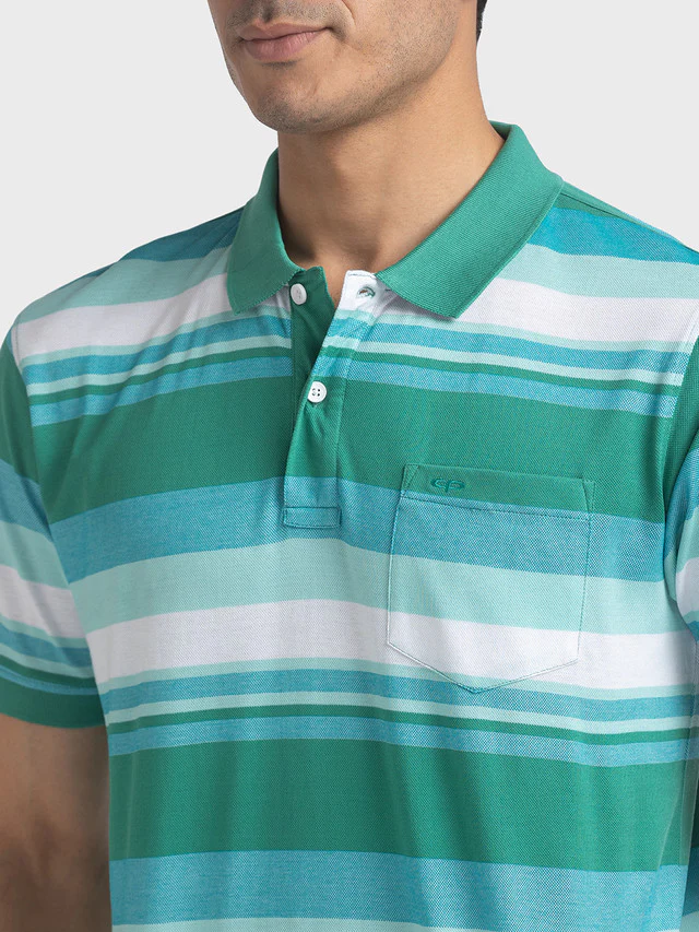 Colorplus Green Stripe Tailored Fit Cotton T-Shirt - Image 6
