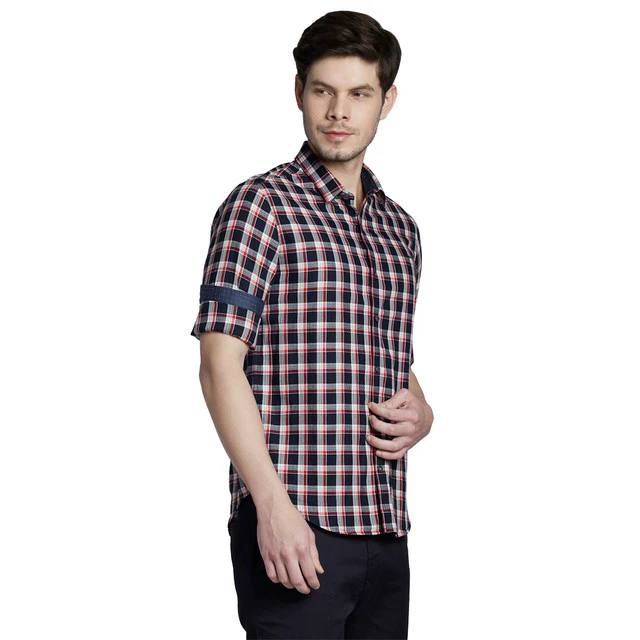 Colorplus Grey Checks Slim Fit Cotton Casual Shirt - Image 2