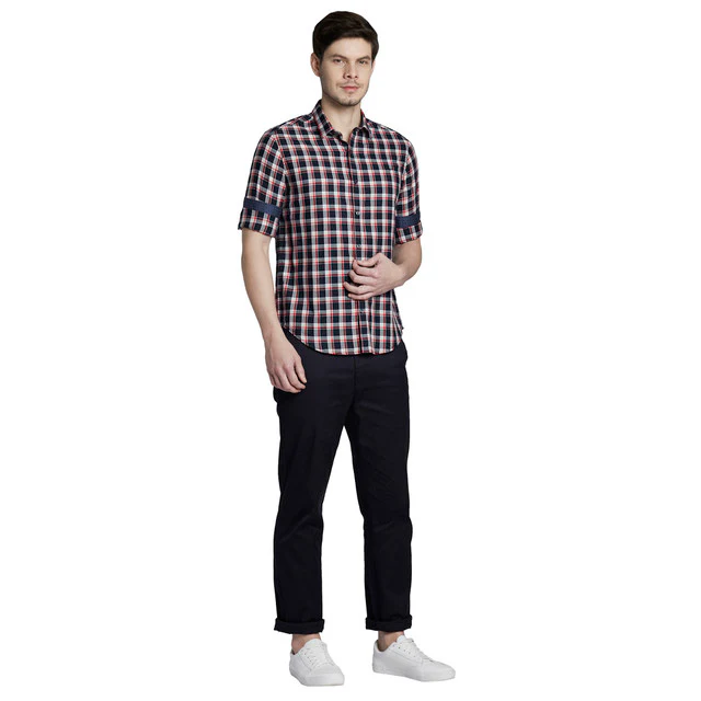 Colorplus Grey Checks Slim Fit Cotton Casual Shirt - Image 5