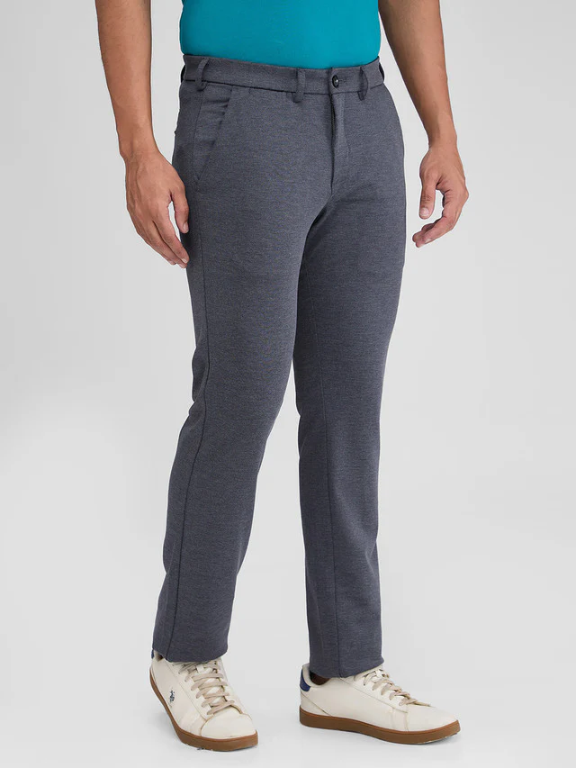 Colorplus Grey Solid Contemporary Fit Polyester Blend Trouser - Image 2