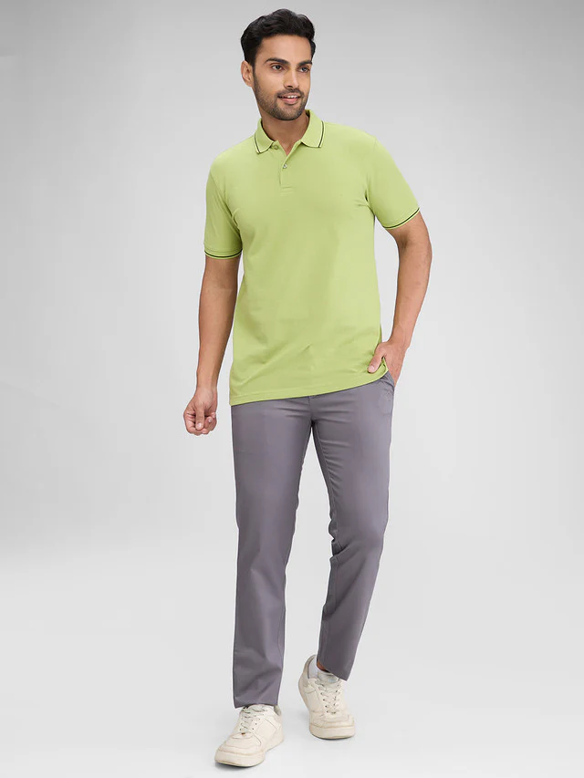 Colorplus Grey Solid Slim Fit Cotton Trouser - Image 5