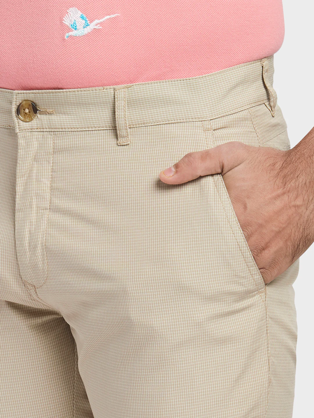 Colorplus Khaki Checks Nuvo Fit Cotton Blend Trouser - Image 6