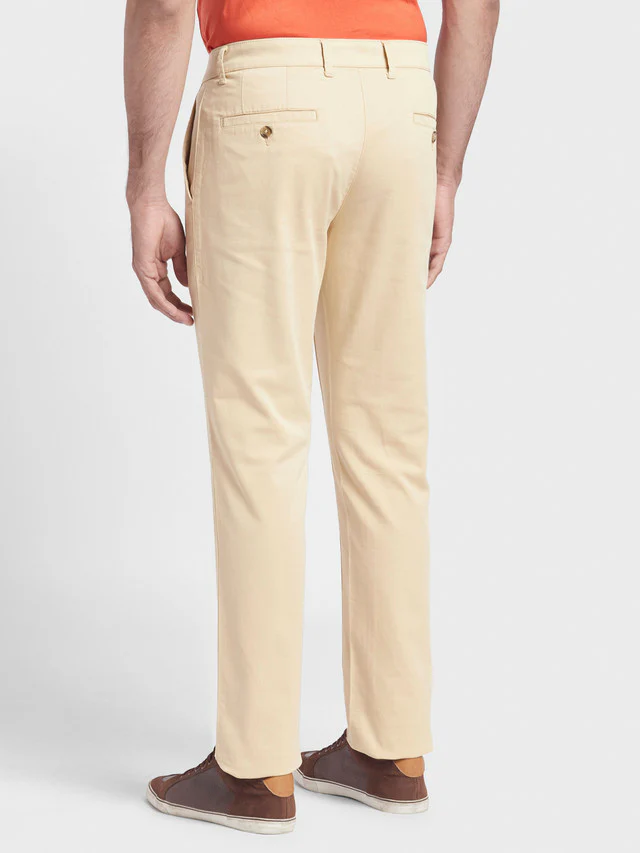 Colorplus Khaki Piece Dyed Contemporary Fit Cotton Blend Trouser - Image 4