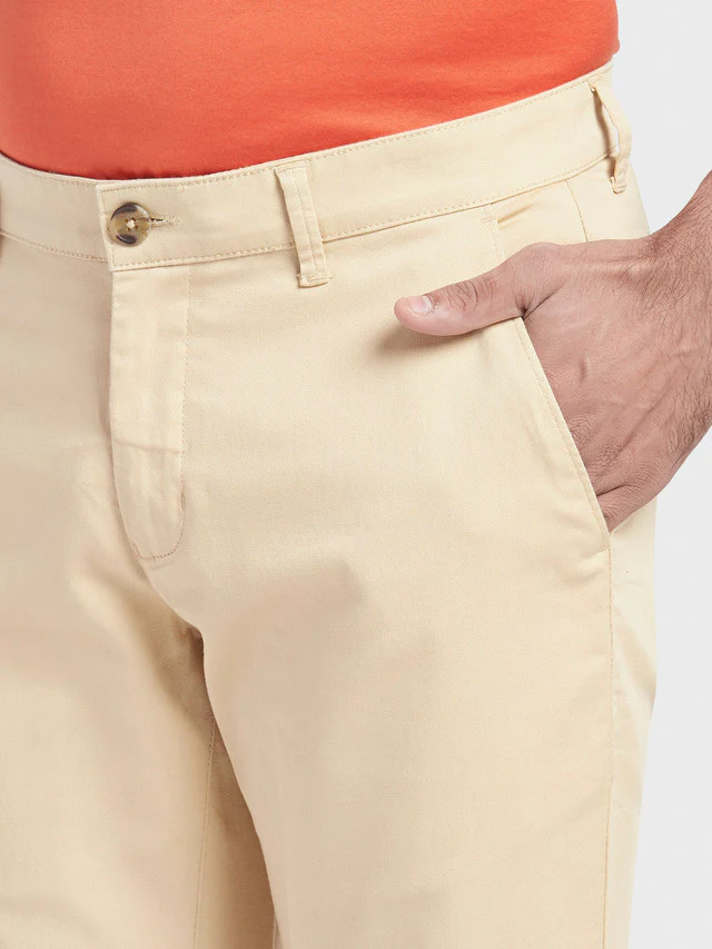 Colorplus Khaki Piece Dyed Contemporary Fit Cotton Blend Trouser - Image 6