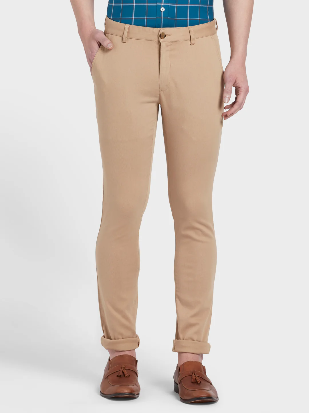 Colorplus Khaki Piece Dyed Nuvo Fit Cotton Blend Trouser