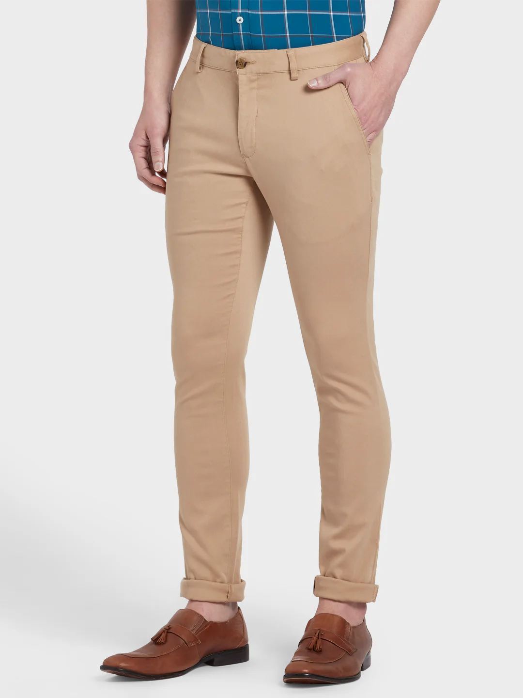 Colorplus Khaki Piece Dyed Nuvo Fit Cotton Blend Trouser - Image 3